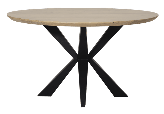Swiss edge round dining table with swiss spider leg
