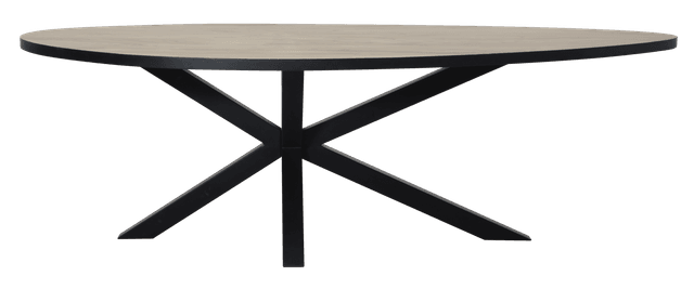 Pebble shaped dining table with uneven spider leg